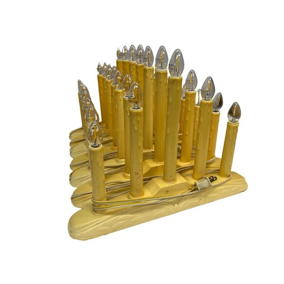 7 Sets Vintage Electric Candle Candelabra With Bulbs Yellow Drip Style Holiday D - Picture 5 of 6